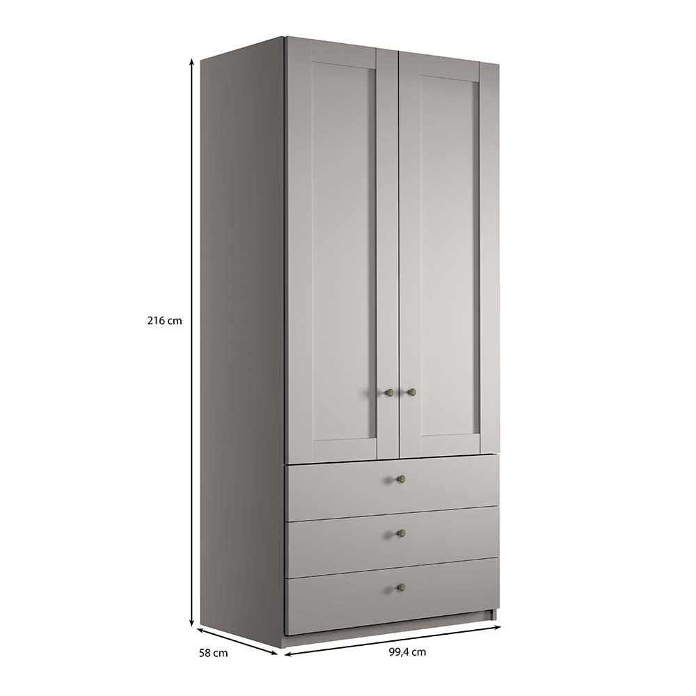 2-türiger Kombi-Kleiderschrank mit 3 Schubladen - Ridonna