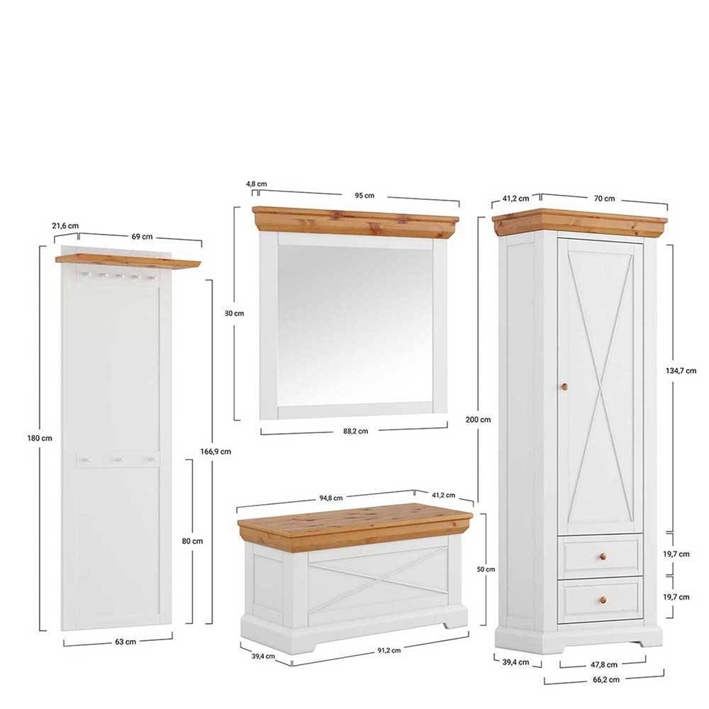 Landhaus Dielenmöbel Set aus Kiefer - Saluts (vierteilig)