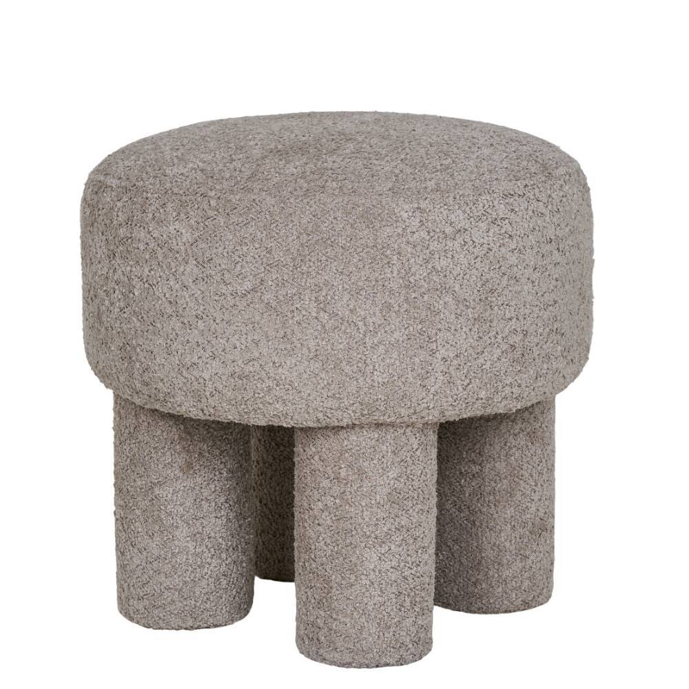 Polsterhocker in Hellgrau Boucle - Pandorra