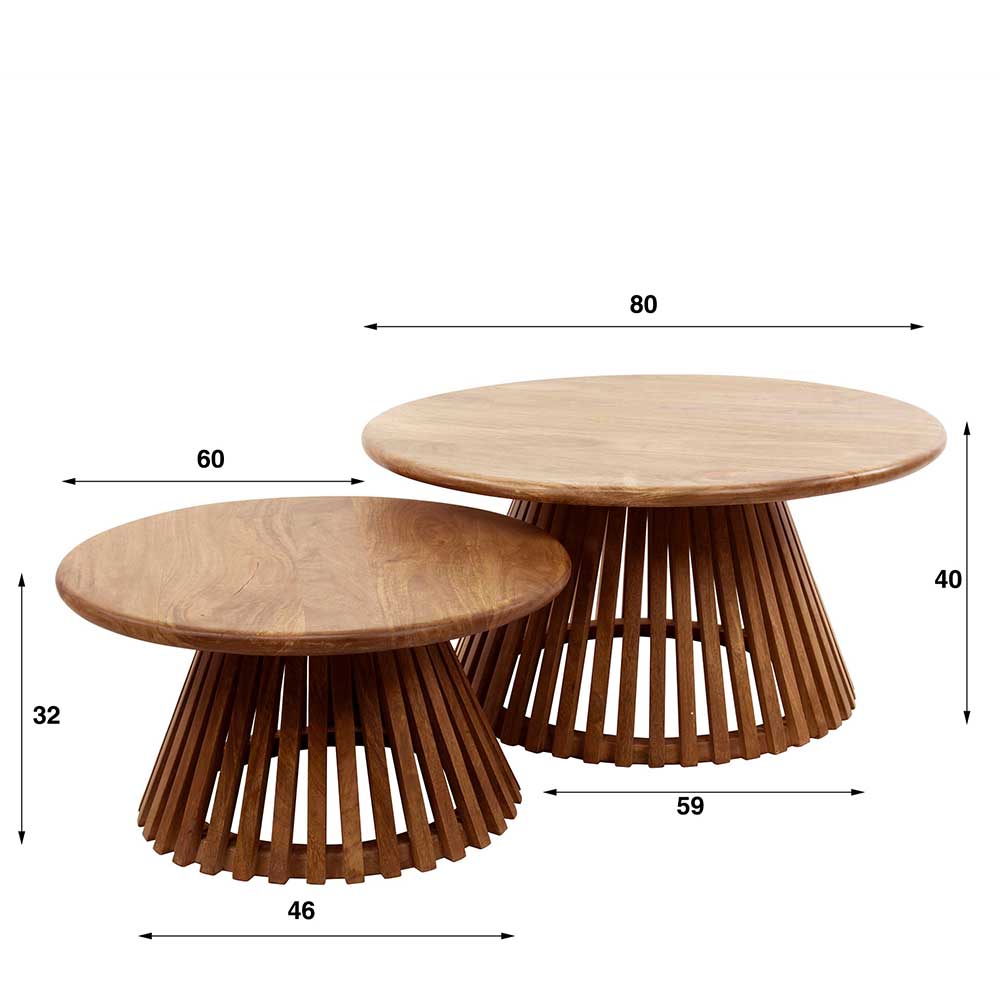 2-Satz Couchtisch aus Holz - Baina (zweiteilig)