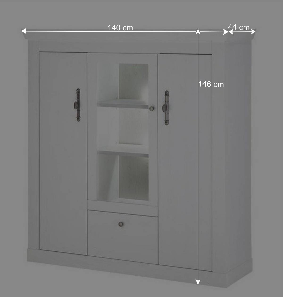 Highboard Vitrine in weißer Holzoptik Pinie - Liancos