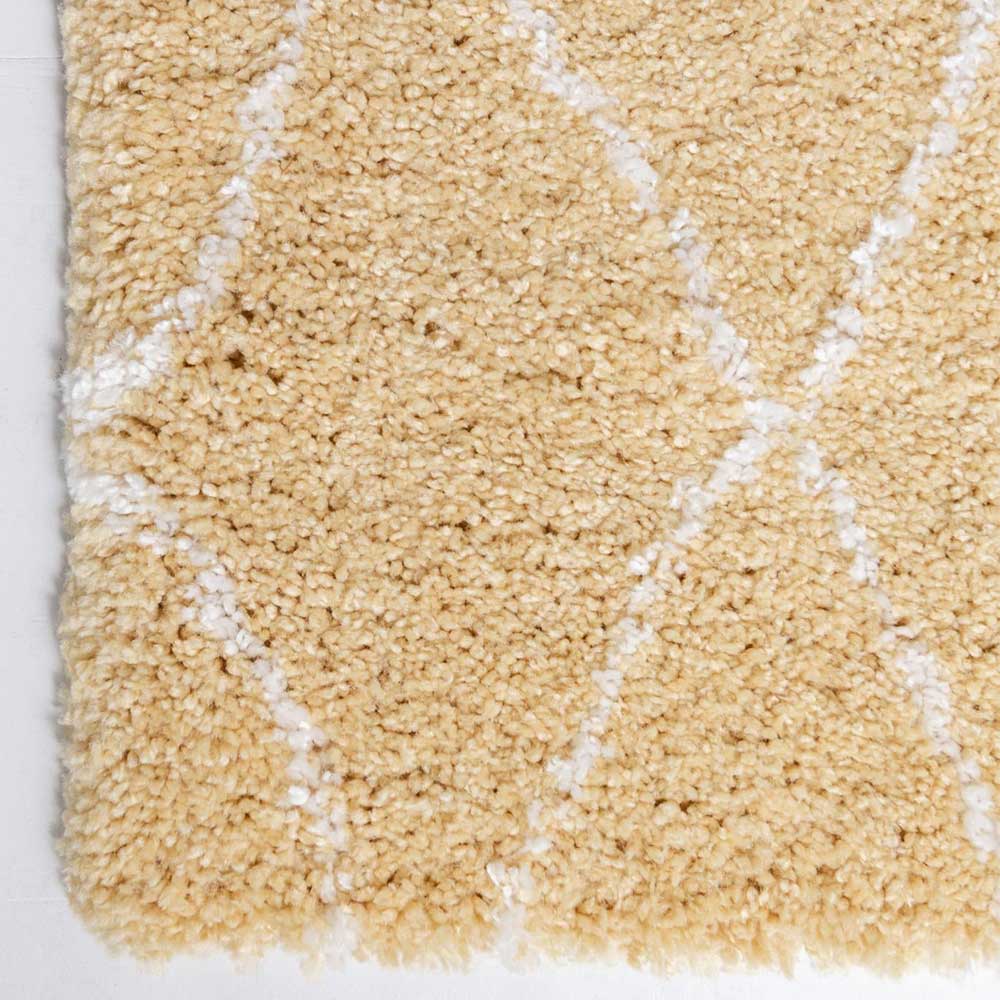 Hochflor Teppich Läufer in Gelb und Creme - Luzifania