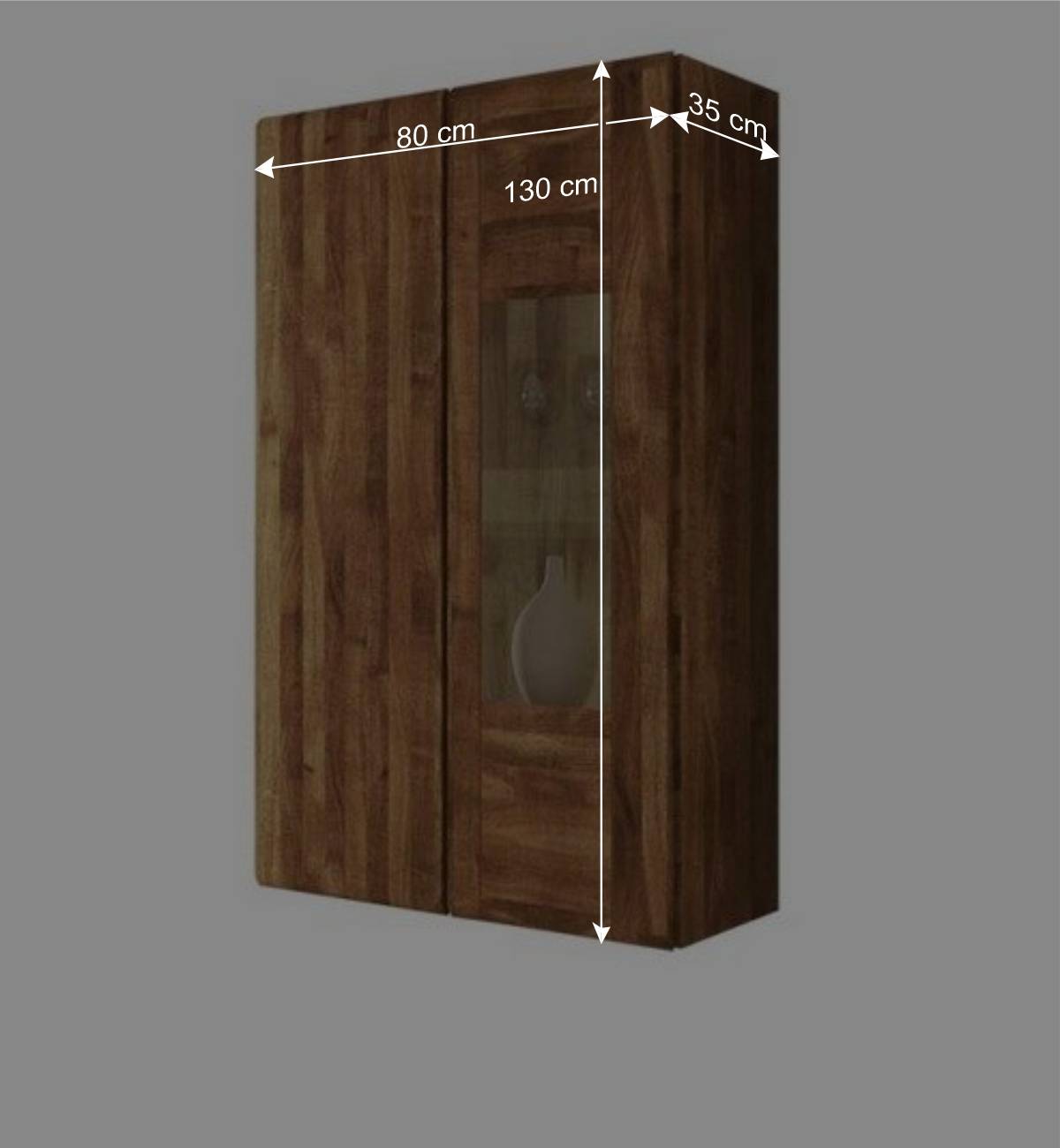 Wohnzimmer Hängevitrine Vaskov aus Wildeiche Massivholz
