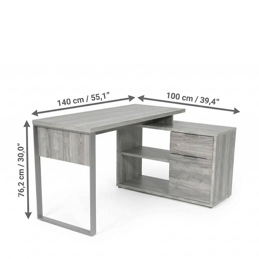 Industrial Schreibtisch mit Seitenregal - Burga