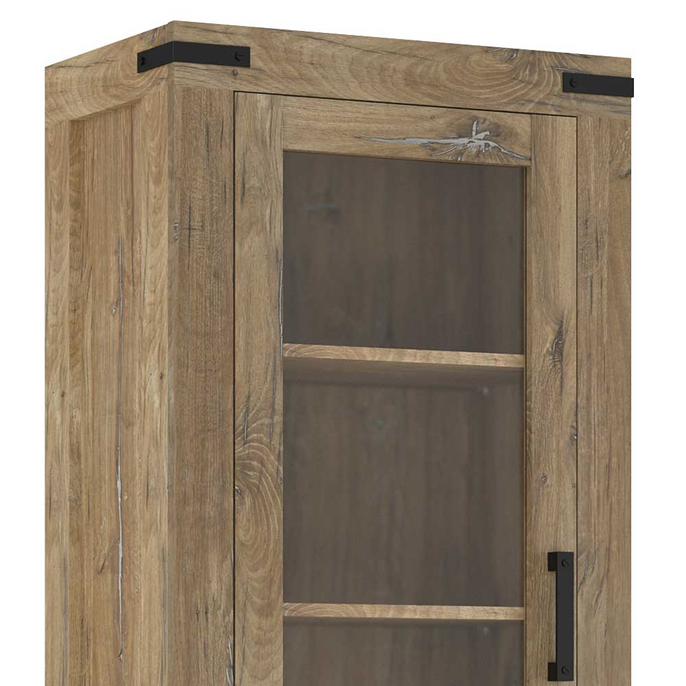 65x200x40 2-türige Vitrine in Eiche Dunkel - Fanos