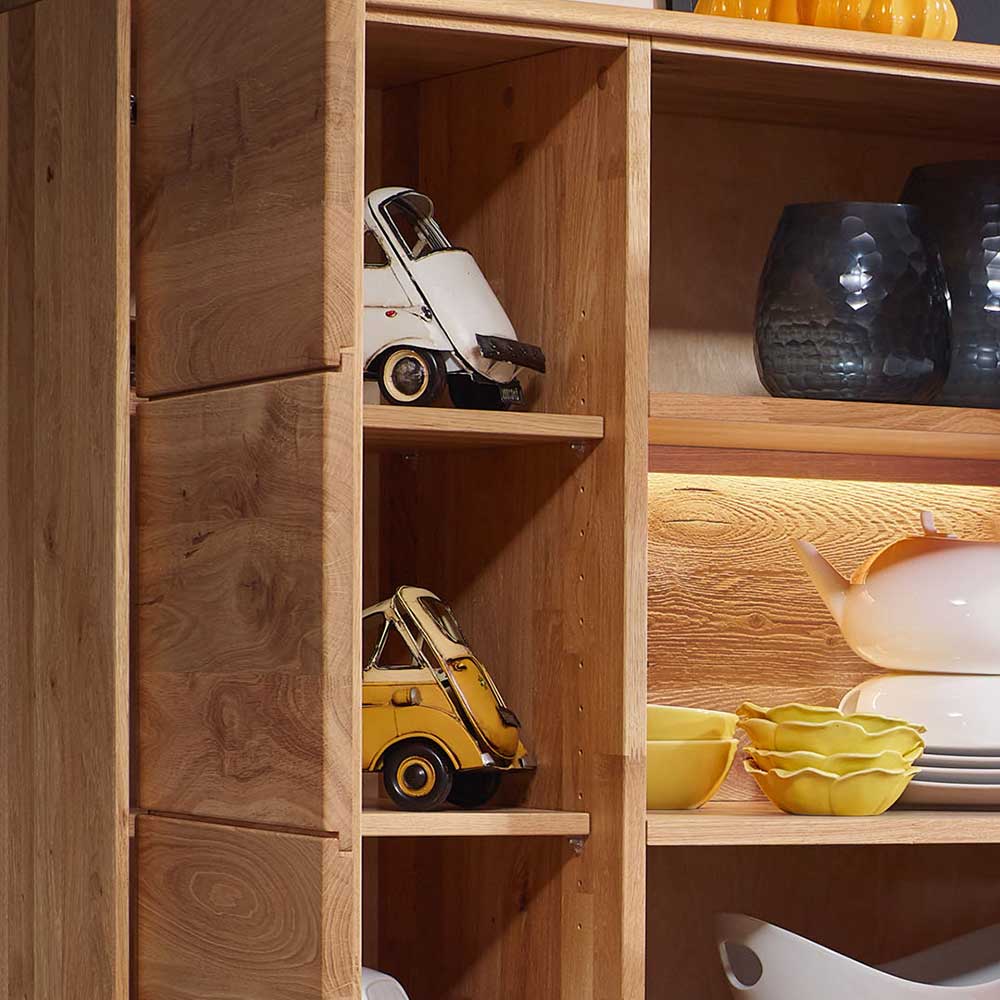 Wildeiche Wohnzimmerschrank mit Glas Einsatz - Acmida