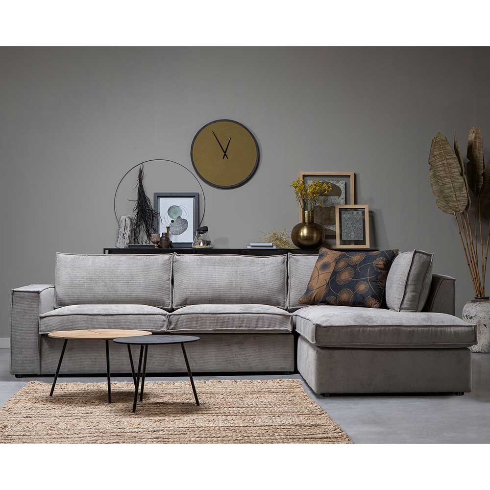 Ecksofa Hope aus Cord-Webstoff und Massivholz