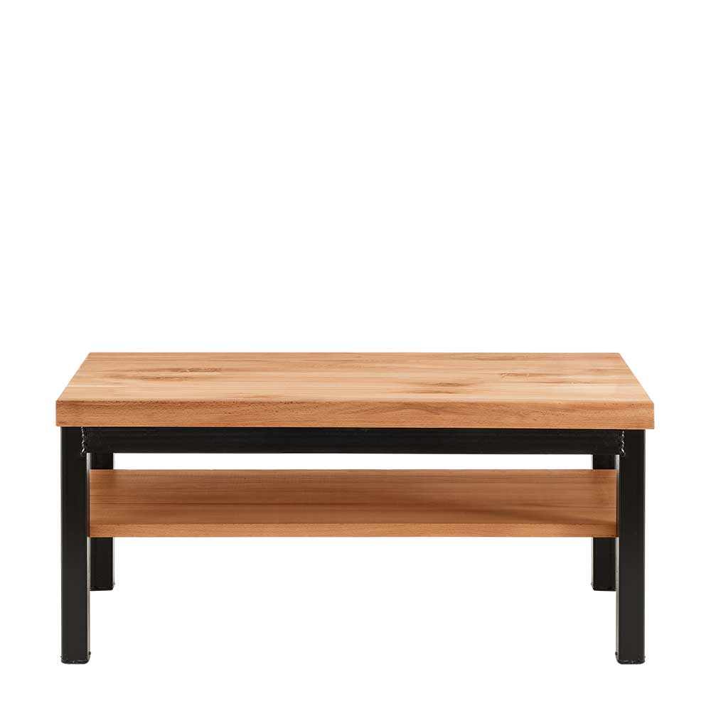 Dielenbank aus massivem Holz und schwarzem Metallgestell im Loft Stil für den Flur – Dimphi