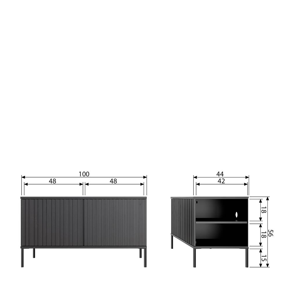 TV Unterschrank in Eiche & Schwarz - Banyo