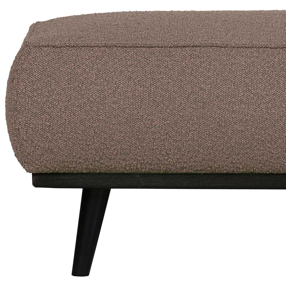 Hellbrauner Buklee Hocker mit schwarzem konischen Holzfuß – Price
