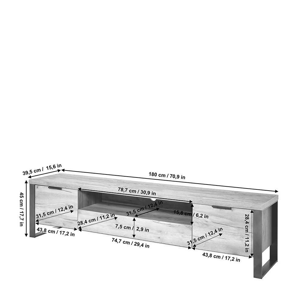 TV Lowboard in dunkler Eiche Optik - Srecla