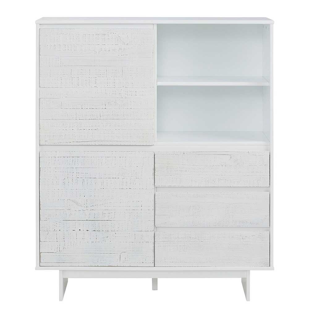 Günstiges Kombi Highboard in Weiß lasiert - Vagniu
