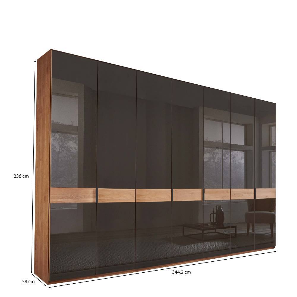 7-türiger Schlafzimmerschrank mit Glas Front - Hung