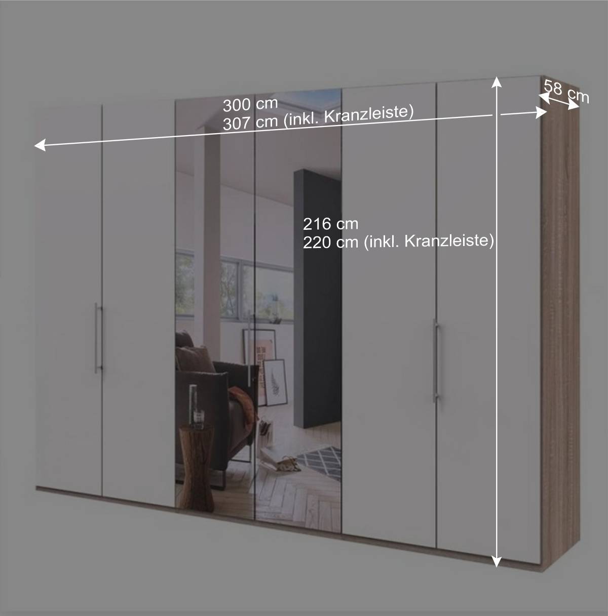 Gleittüren-Schlafzimmerschrank mit Spiegel - Vaclyn