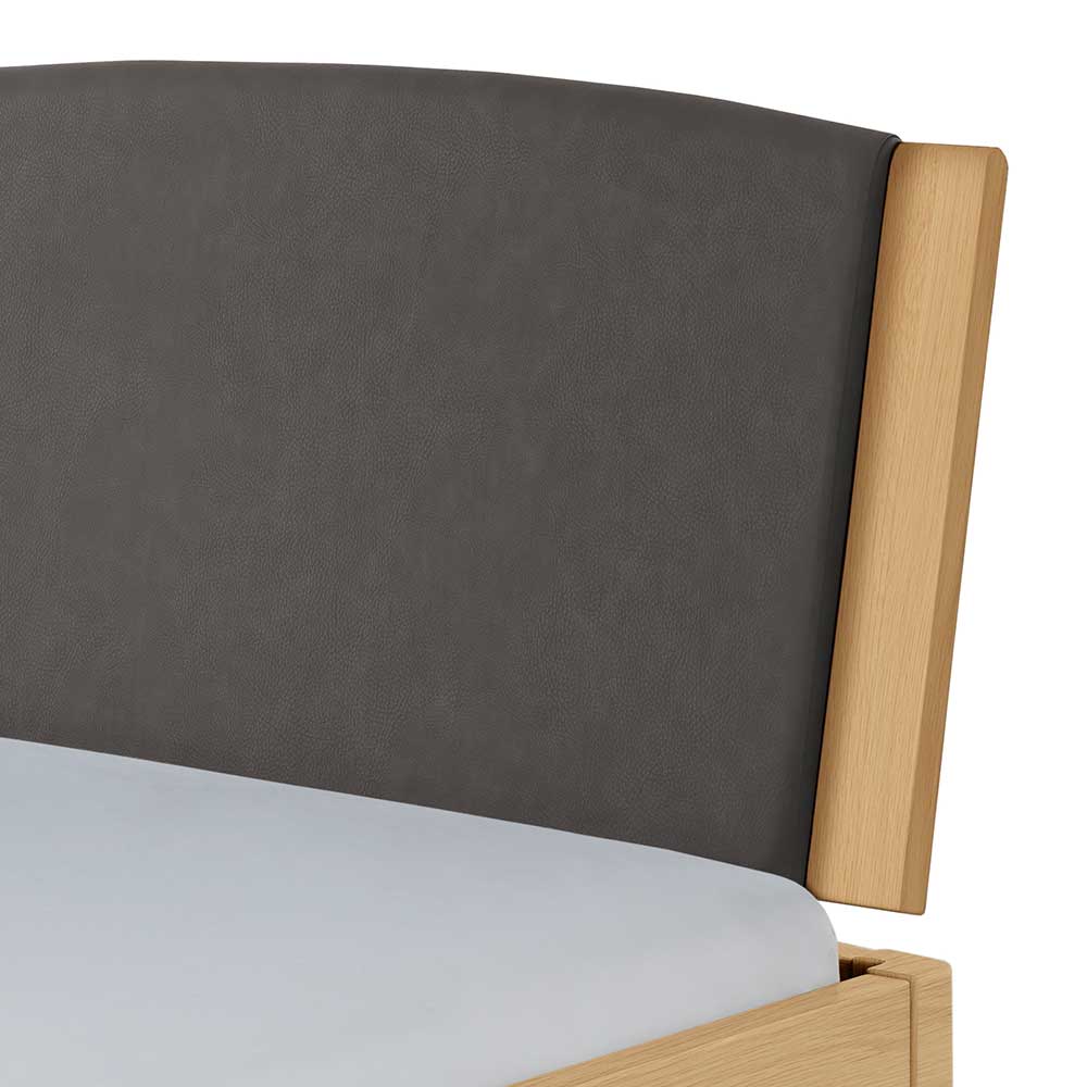140x200 Bett aus Eiche Hell mit Kunstleder - Zubella