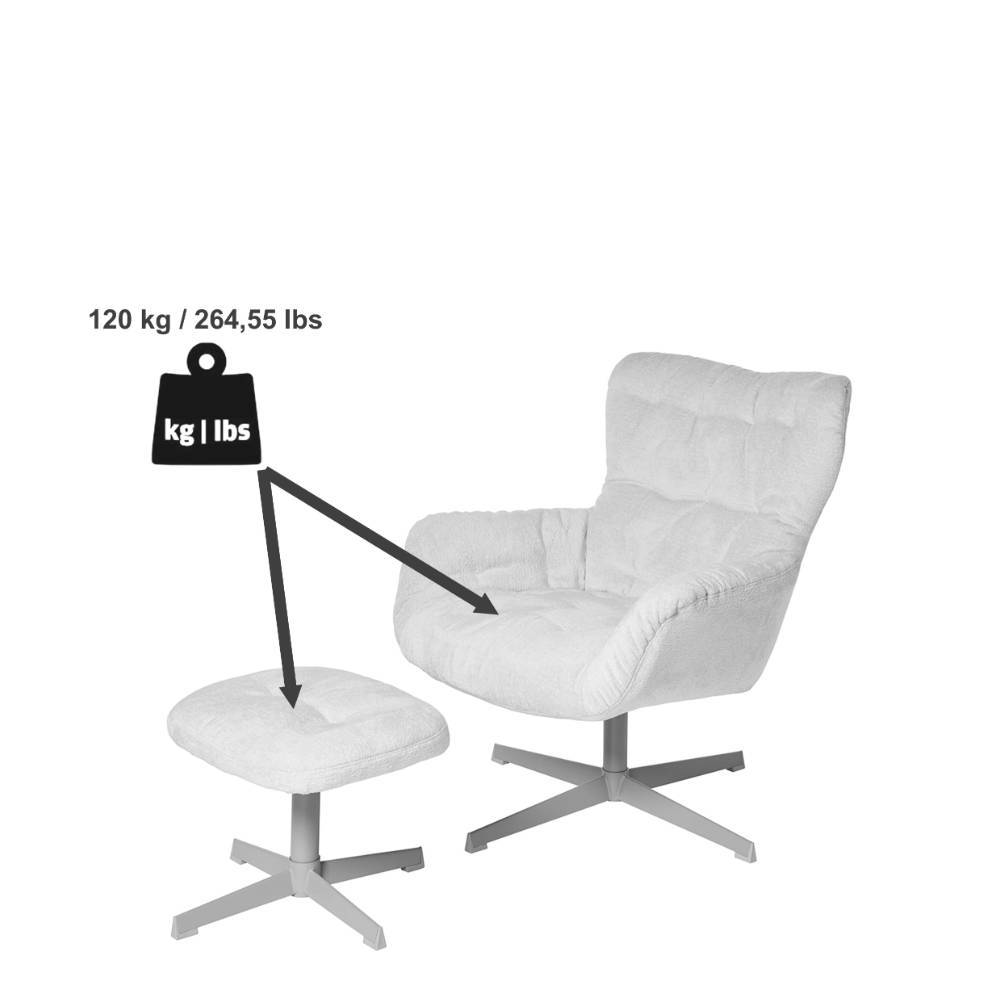 Drehsessel und Drehhocker Set - Padira (zweiteilig)