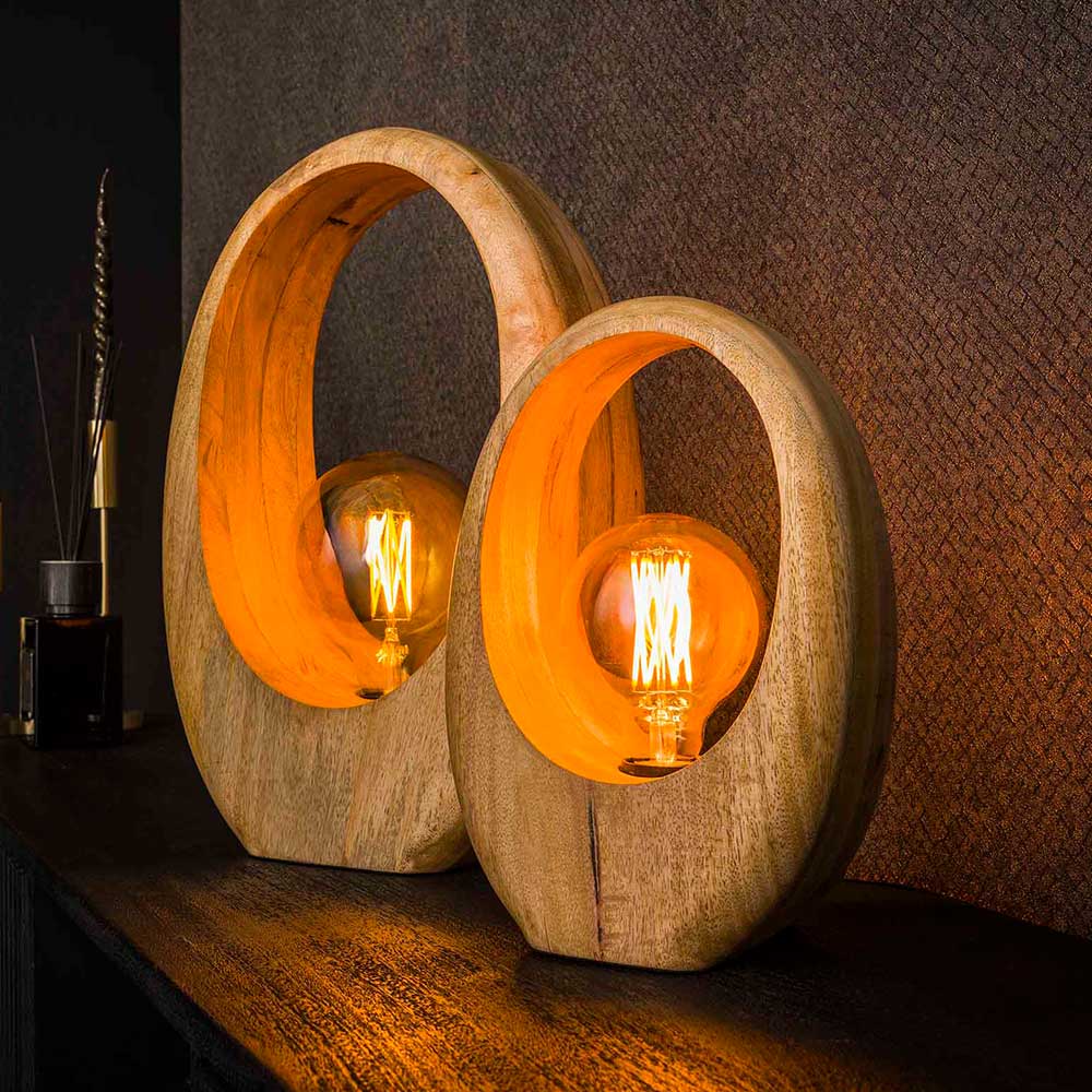 Design Tischleuchte aus Mangobaum - Vakanza