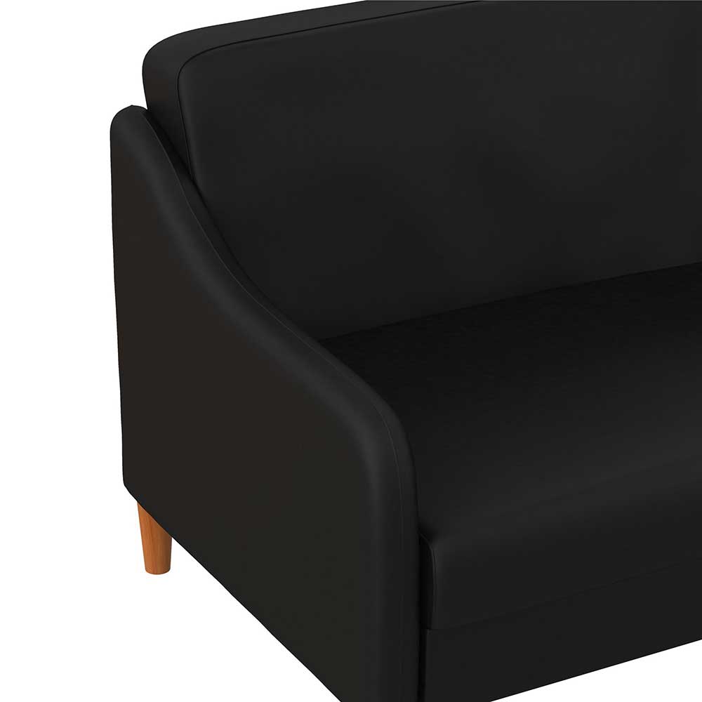 Kunstleder Schlafsofa in Schwarz - Marc