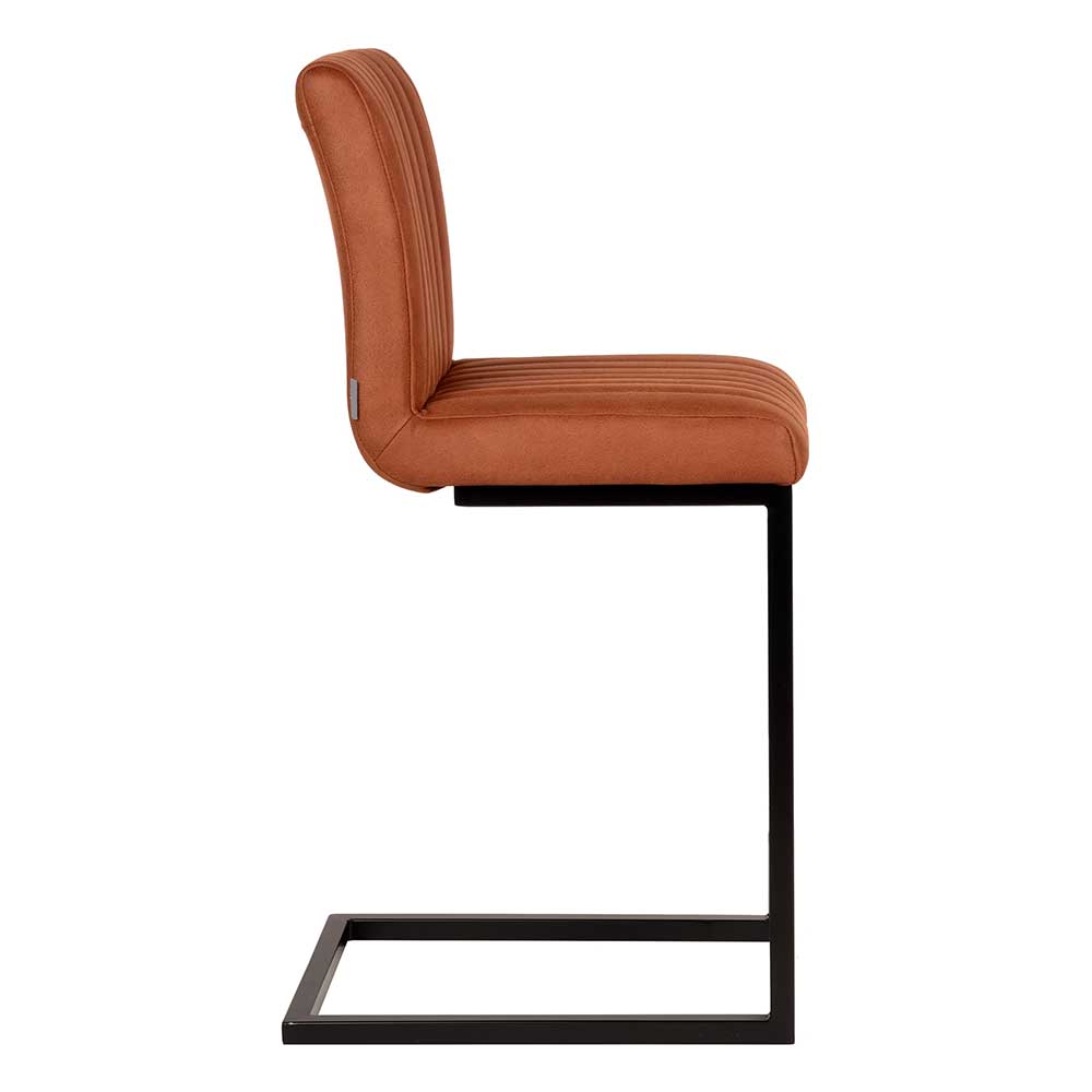 Microfaser Barstuhl in Cognac Braun - Pelicano (2er Set)