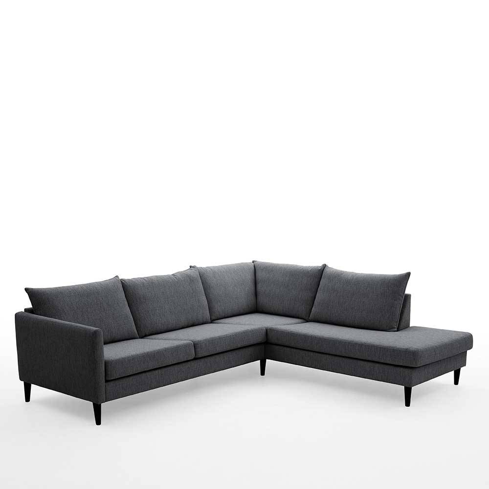 Skandi Ecksofa in Anthrazit mit Schwarz - Soltropa
