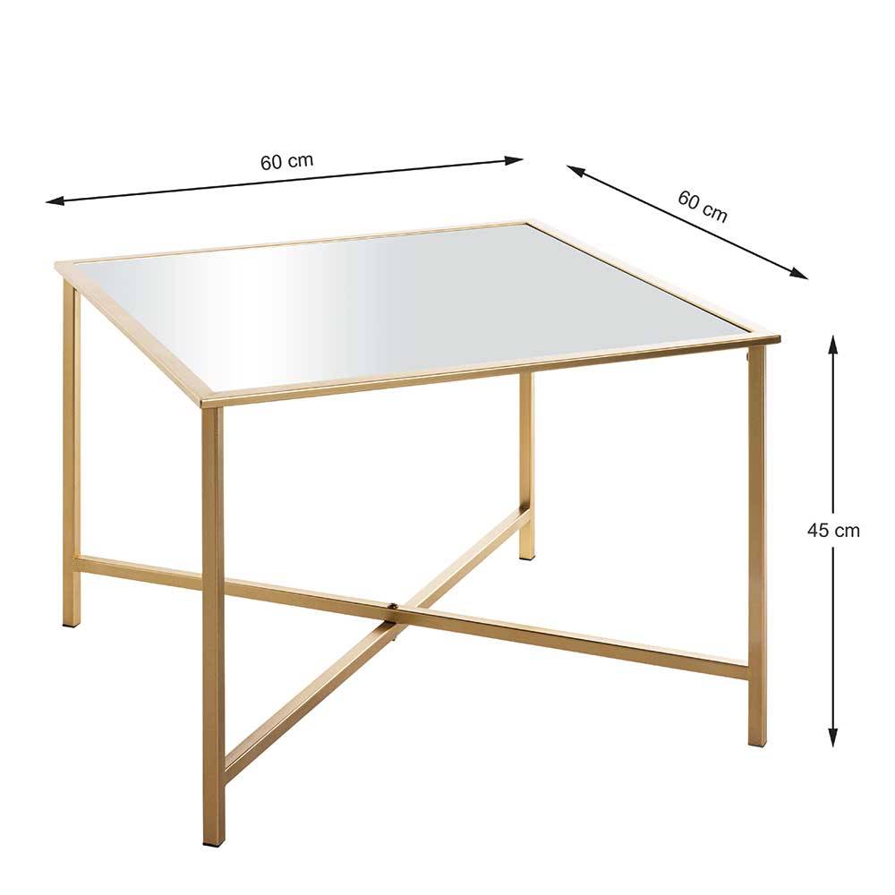 Spiegelglas Couchtisch mit Metallgestell - Remona