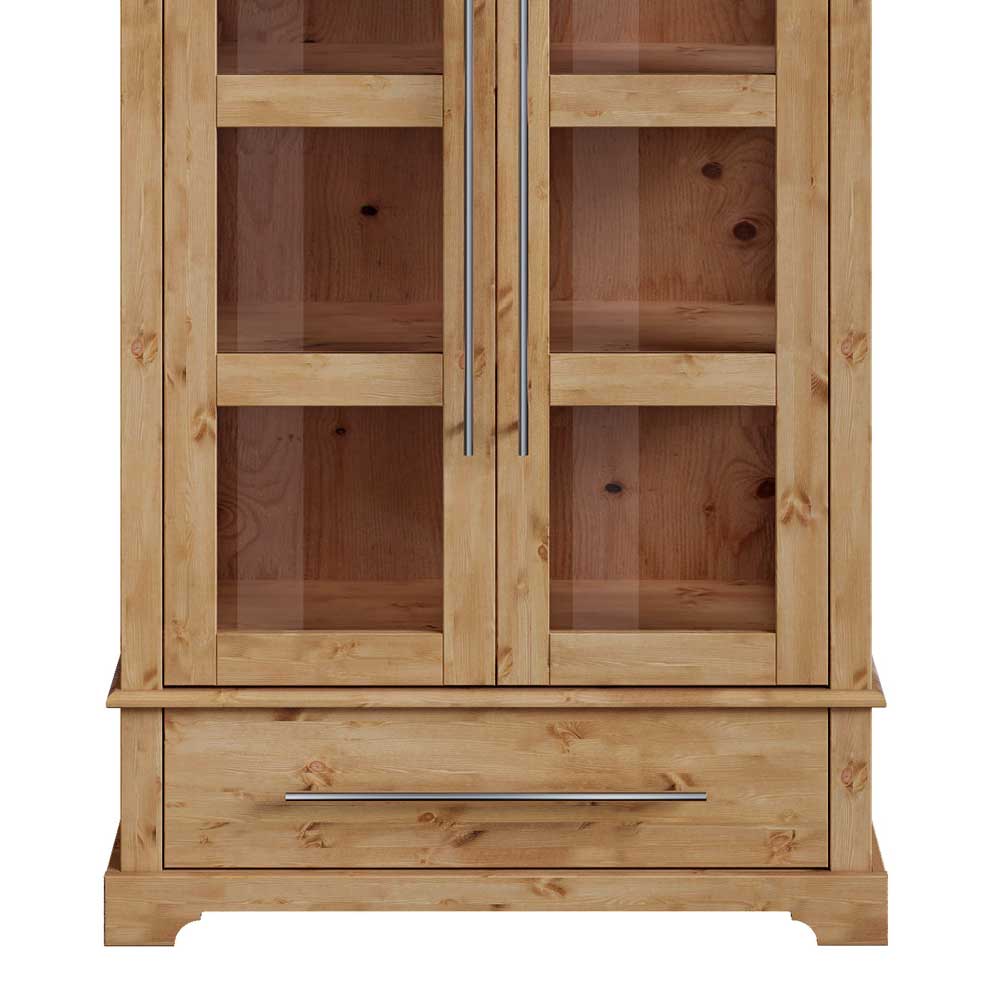 Kiefernholz Vitrine Glastür im Modern Country Style - Noellisa
