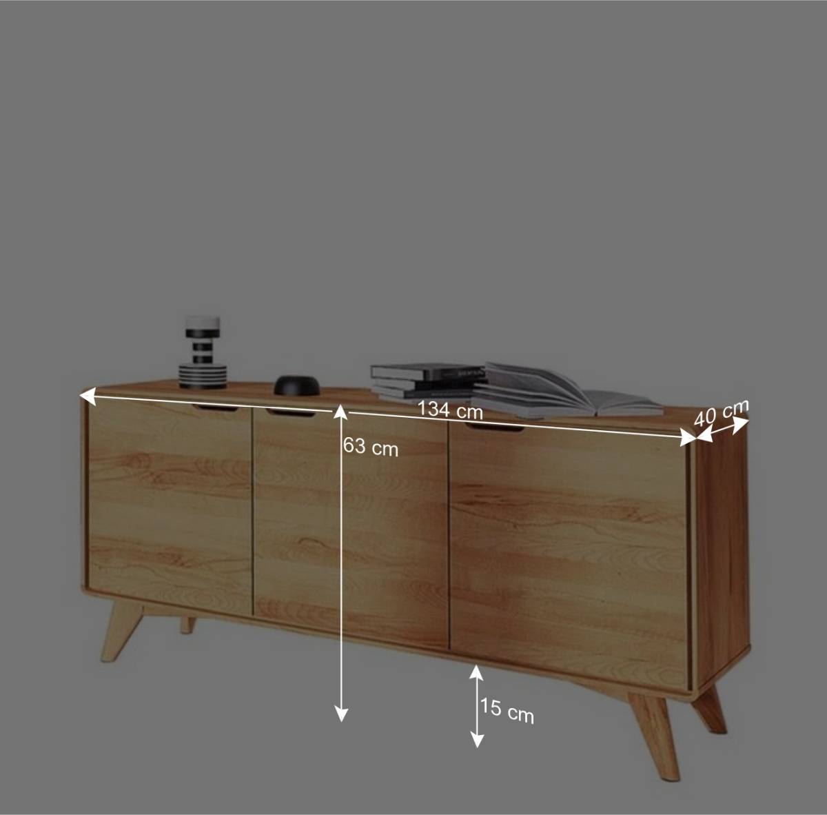 3-türige Kommode aus Holz Kernbuche - Junola