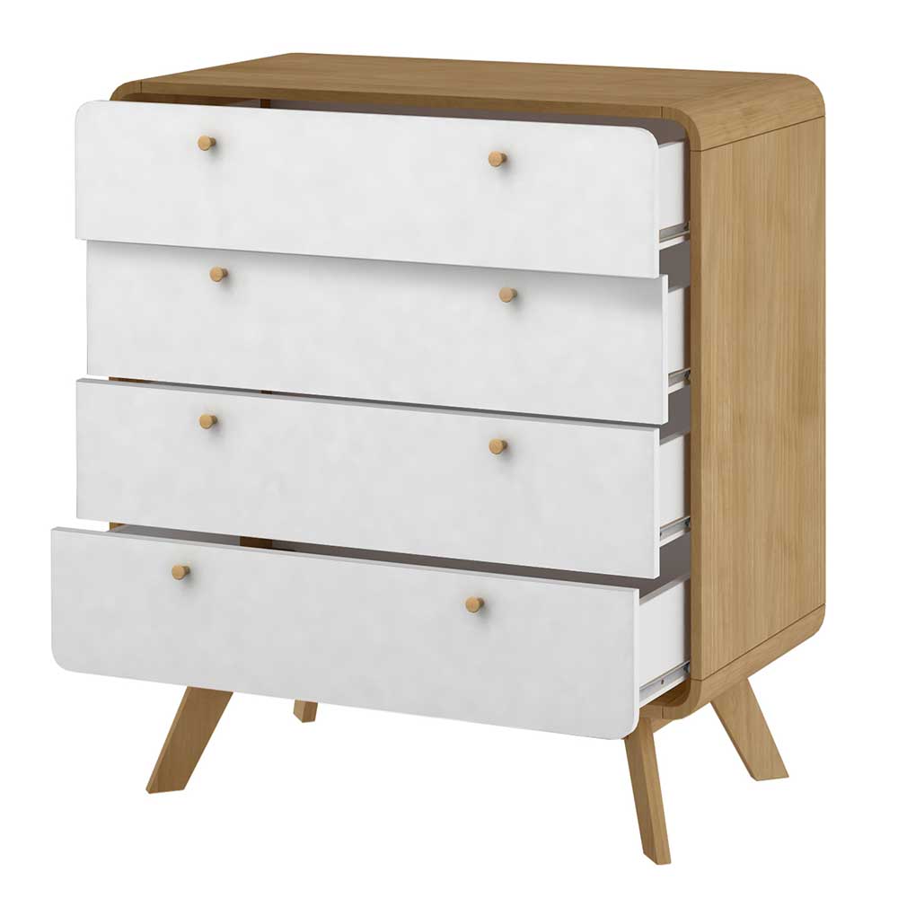 80x88x39cm Scandi Kommoder in Weiß & Natur - Jendren