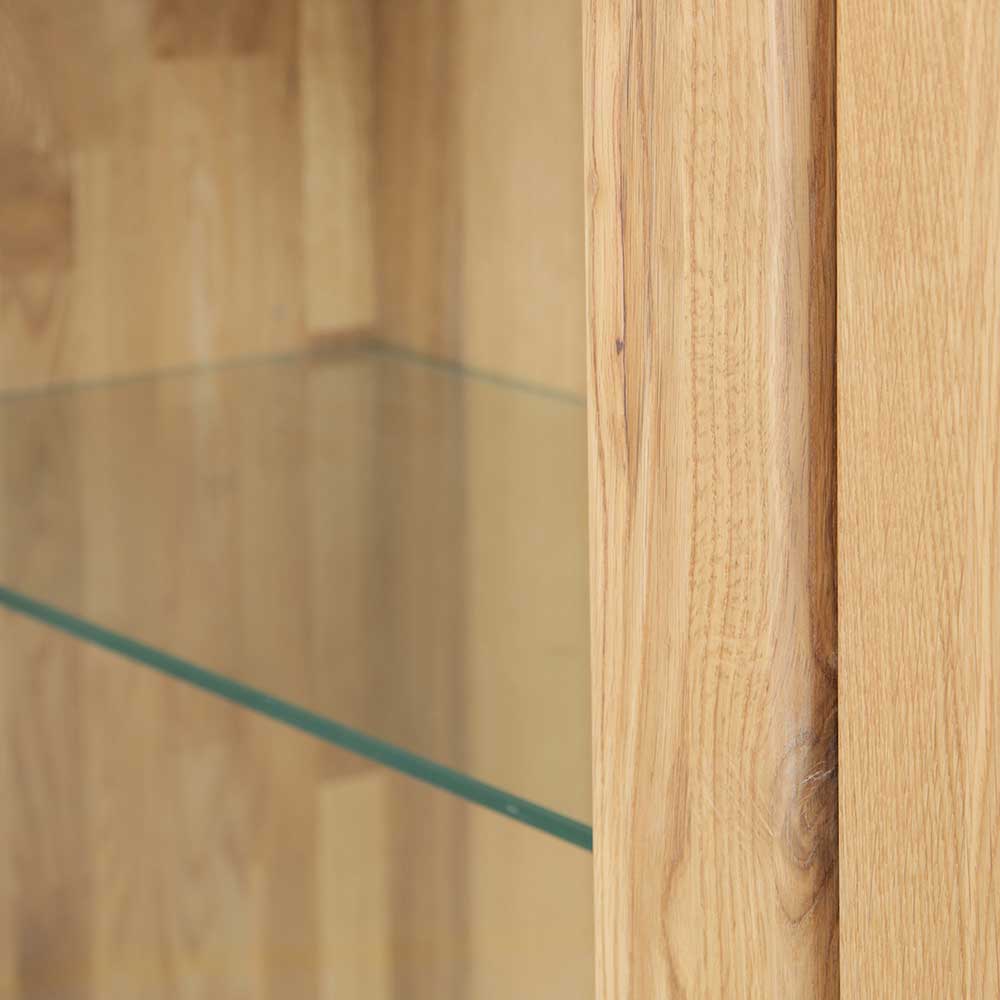 Klarglas Einlegeboden im Vitrinenfach des Eiche Highboards für dekorative Gegenstände – Miarizia