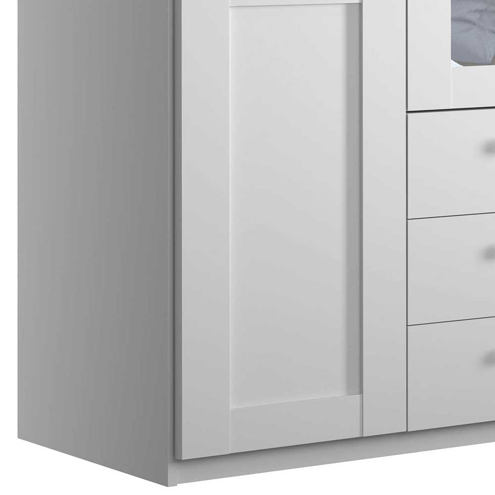 Weißer 3-türiger Kleiderschrank mit Spiegel - Flinn