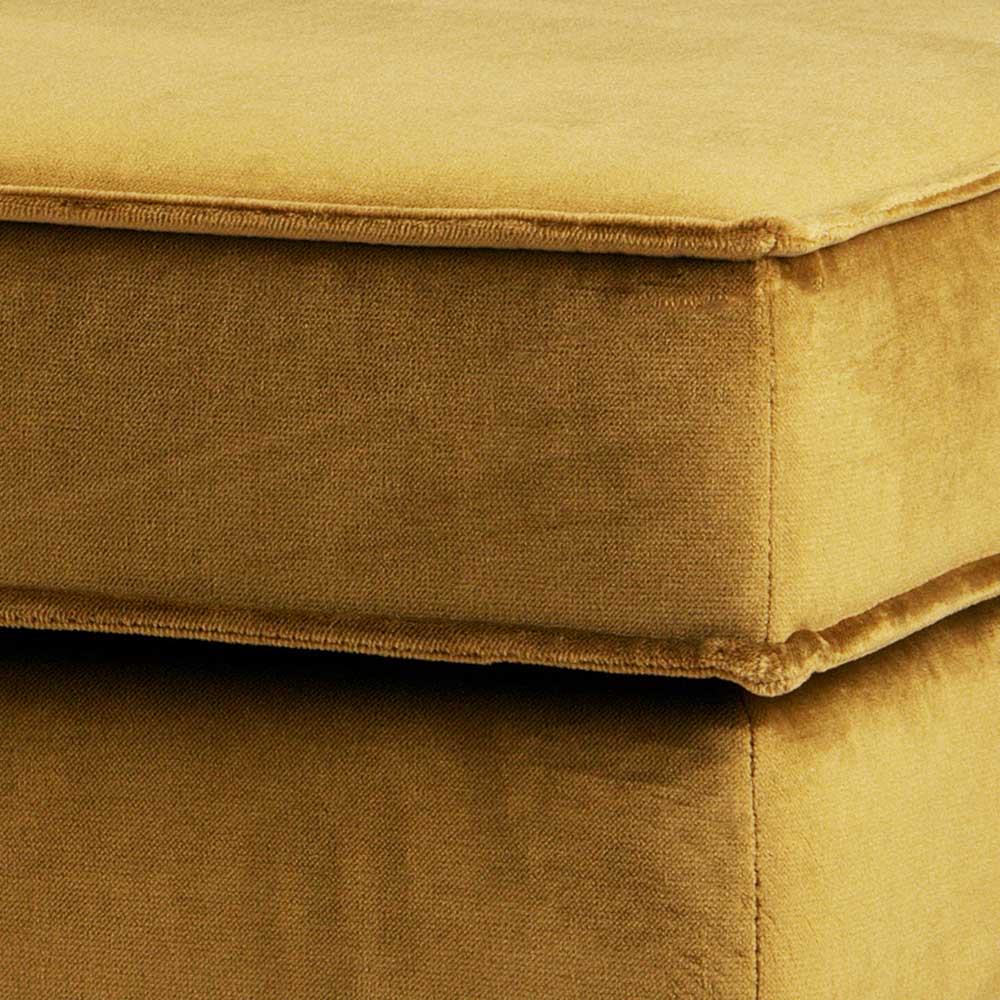 Honiggelber Samt Polsterhocker mit sichtbarer Naht und weicher Textur – Saguan