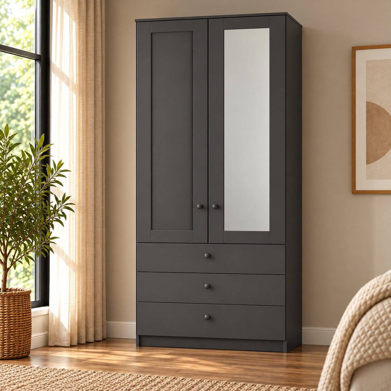 Schlafzimmer Kleiderschrank in Dunkelgrau - Mataram