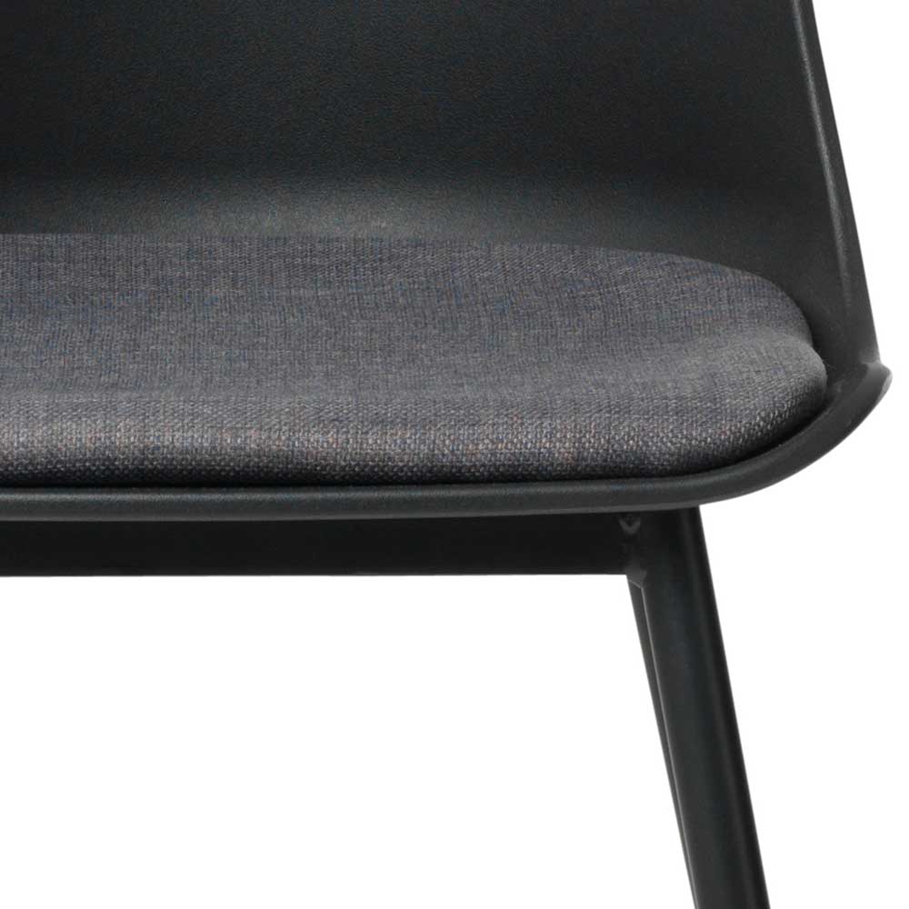 Schwarze Schalenstühle mit Stoffsitz Grau - Vorcalo (2er Set)
