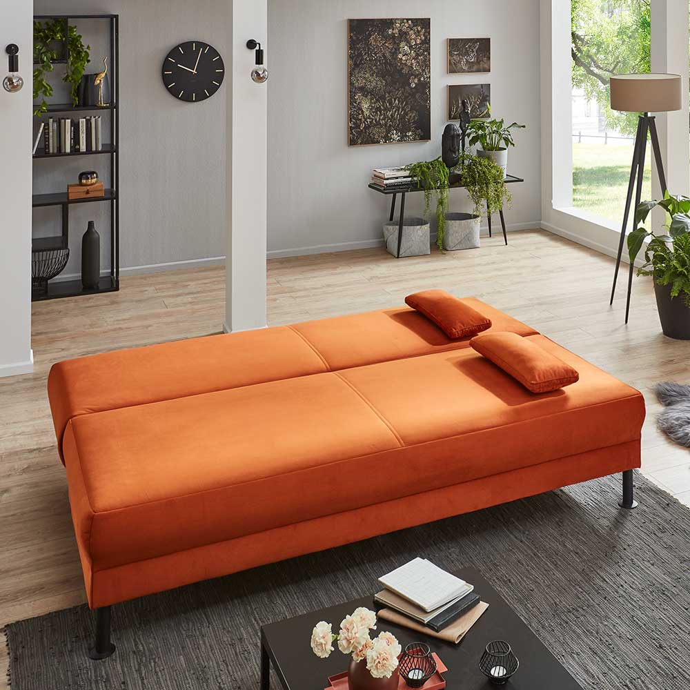 Federkern Klappsofa in Kupfer Velours - Sharkas