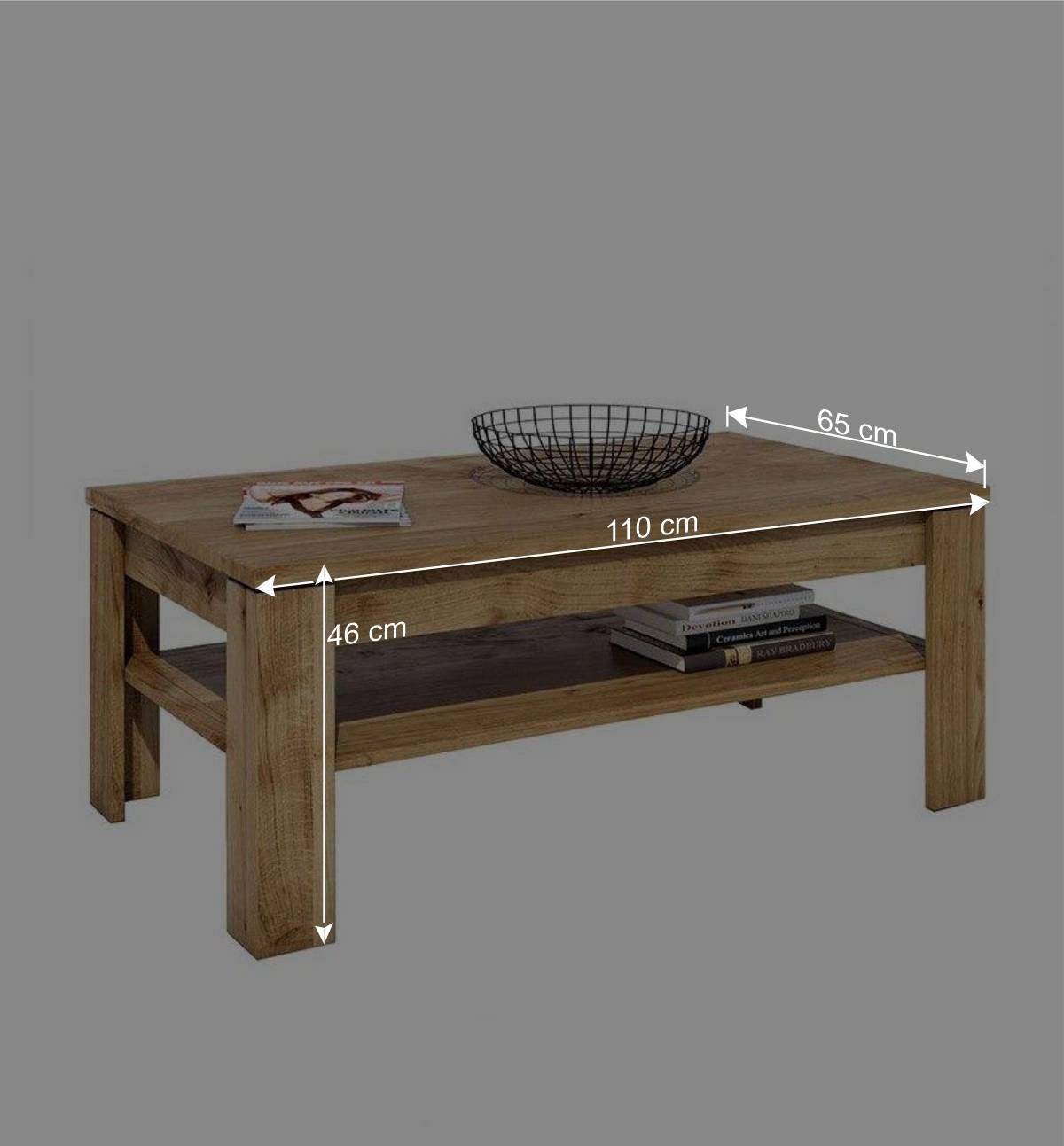 110x65 Holz Wohnzimmertisch aus Wildeiche - Maila
