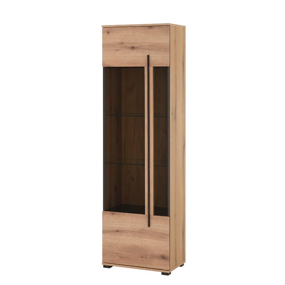 Design Vitrine in Holzoptik Eiche Natur - Brocus