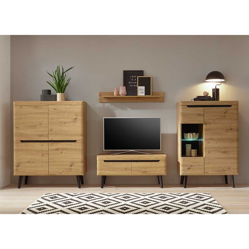 Scandi Anbauwand fürs Wohnzimmer - Olcian (vierteilig)