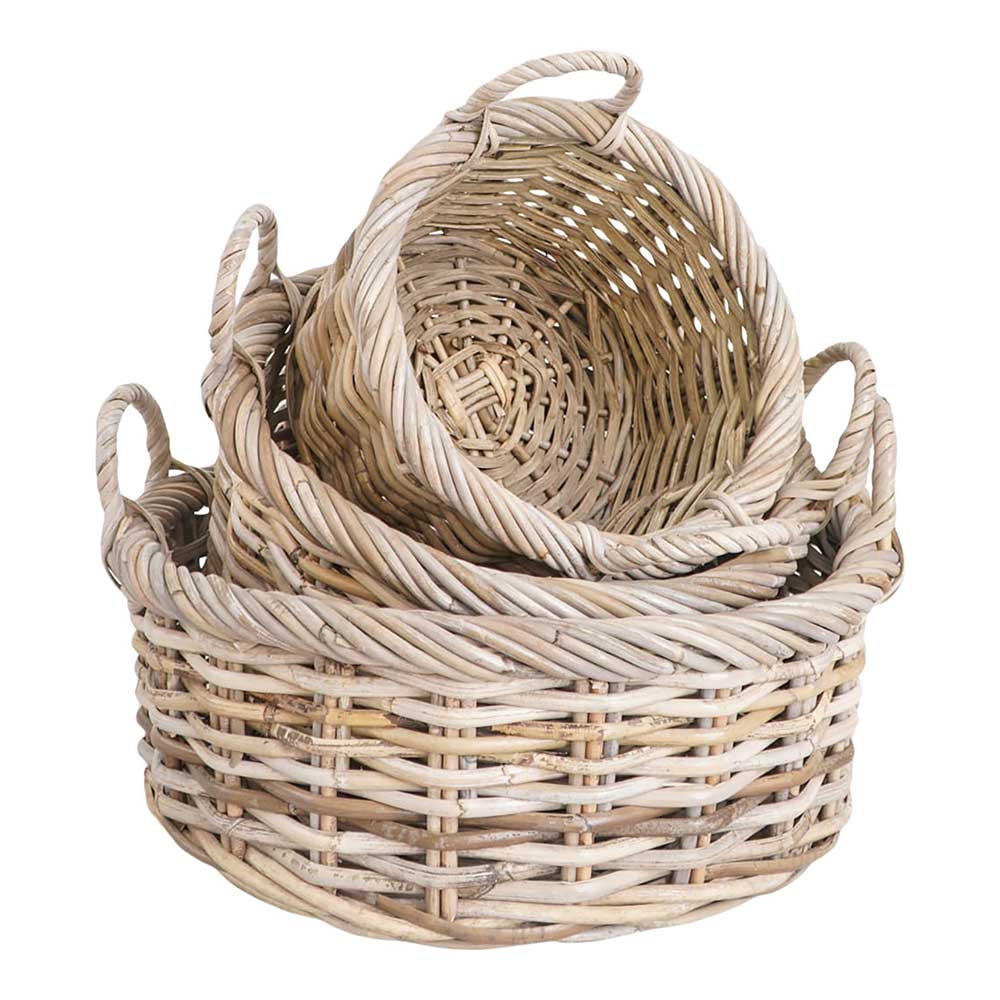 Rattan Körbe von Hand gefertigt - Saliaora (dreiteilig)