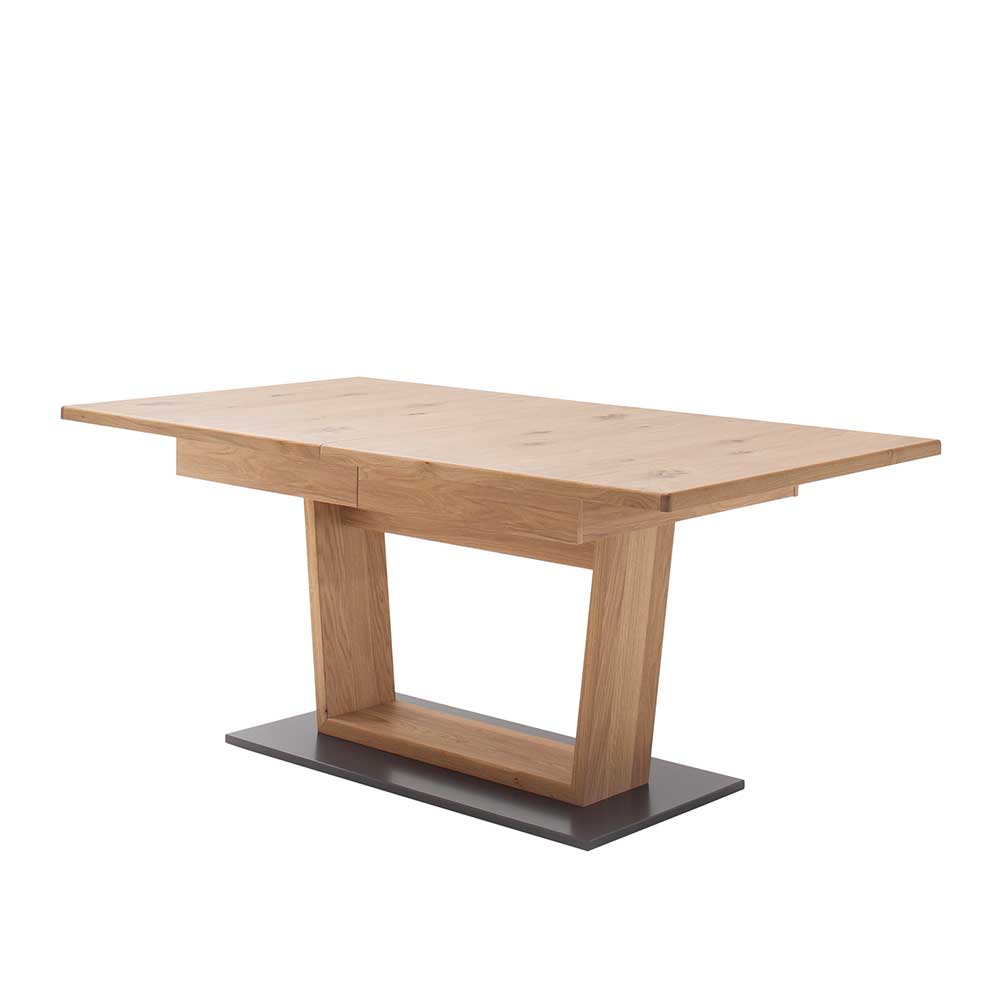 Großer Design Ausziehtisch mit V-Säulenfuß - Assela