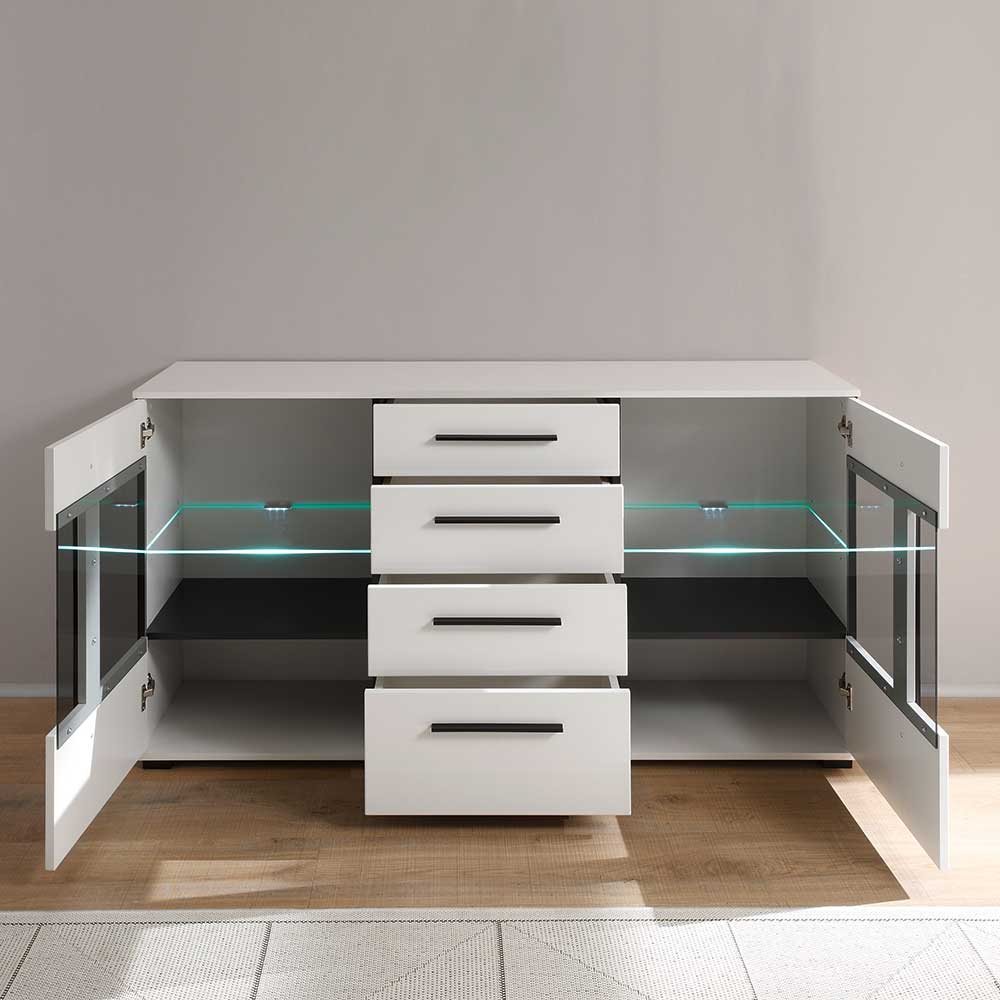 Design Sideboard Nennja in Weiß Hochglanz Glas