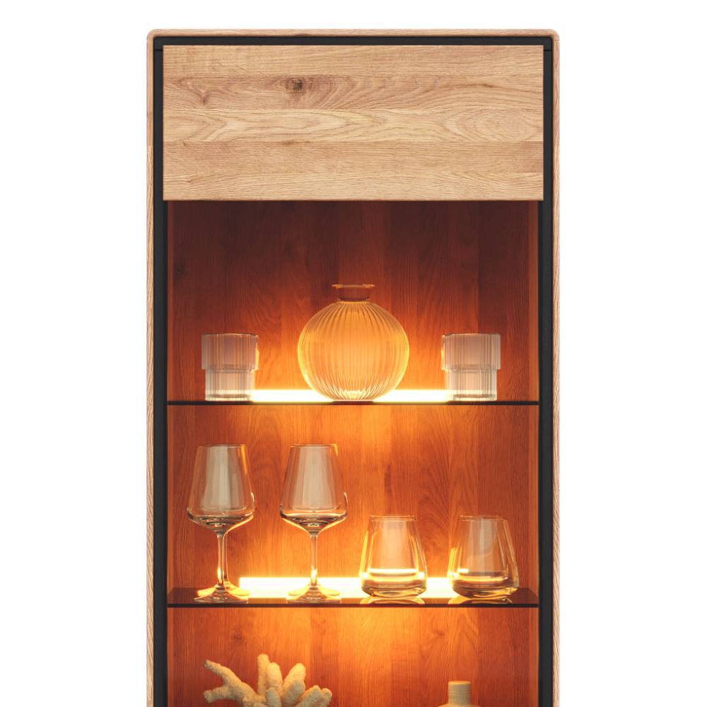 Wohnzimmer Vitrine mit Hirnholz Applikation - Shipper