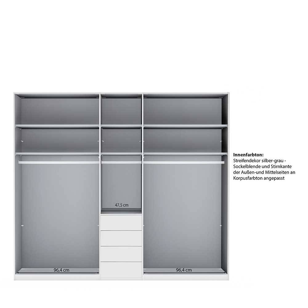 5-türiger Kleiderschrank in Weiß Glasfront - Rocca