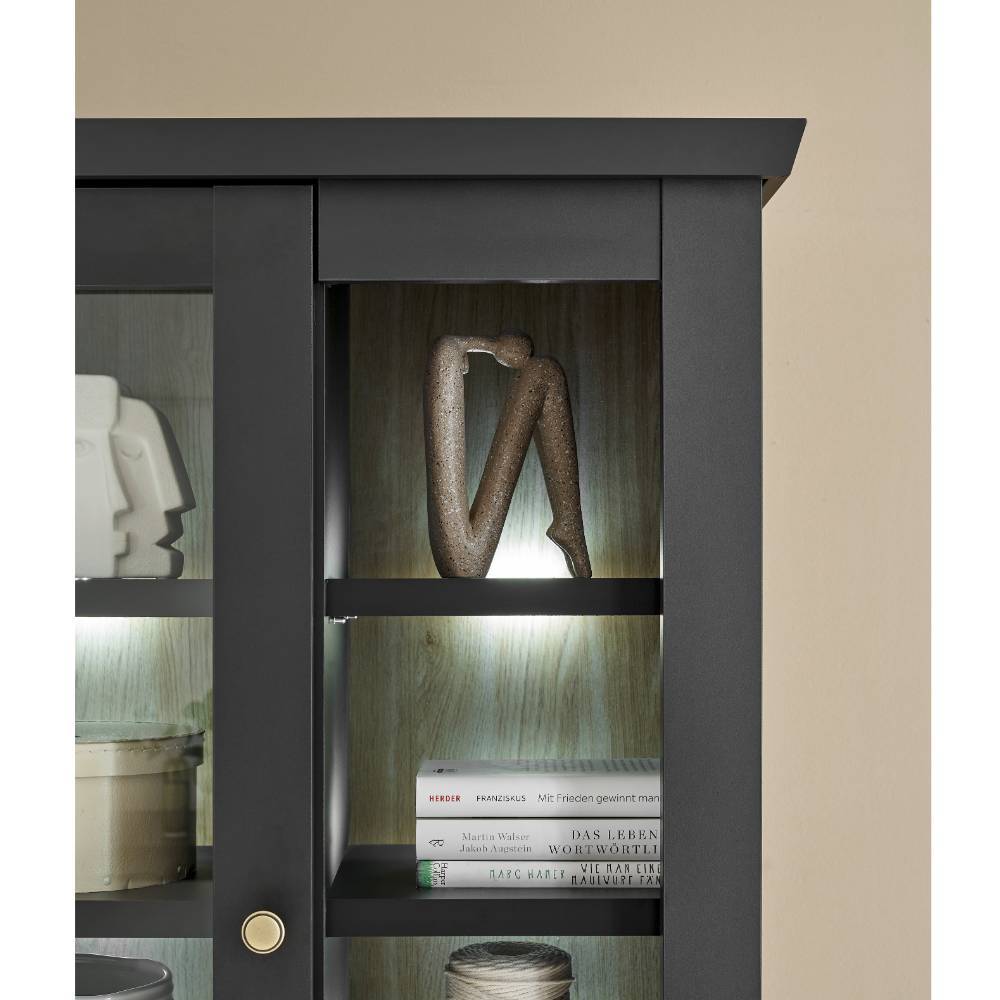Modern Country Vitrine in Mattschwarz - Lulumo