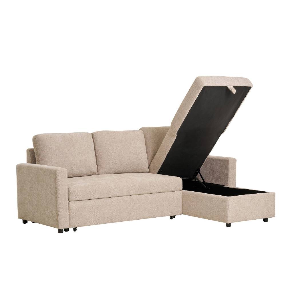 Sofaecke mit Bettfunktion in Beigegrau - Adhipa