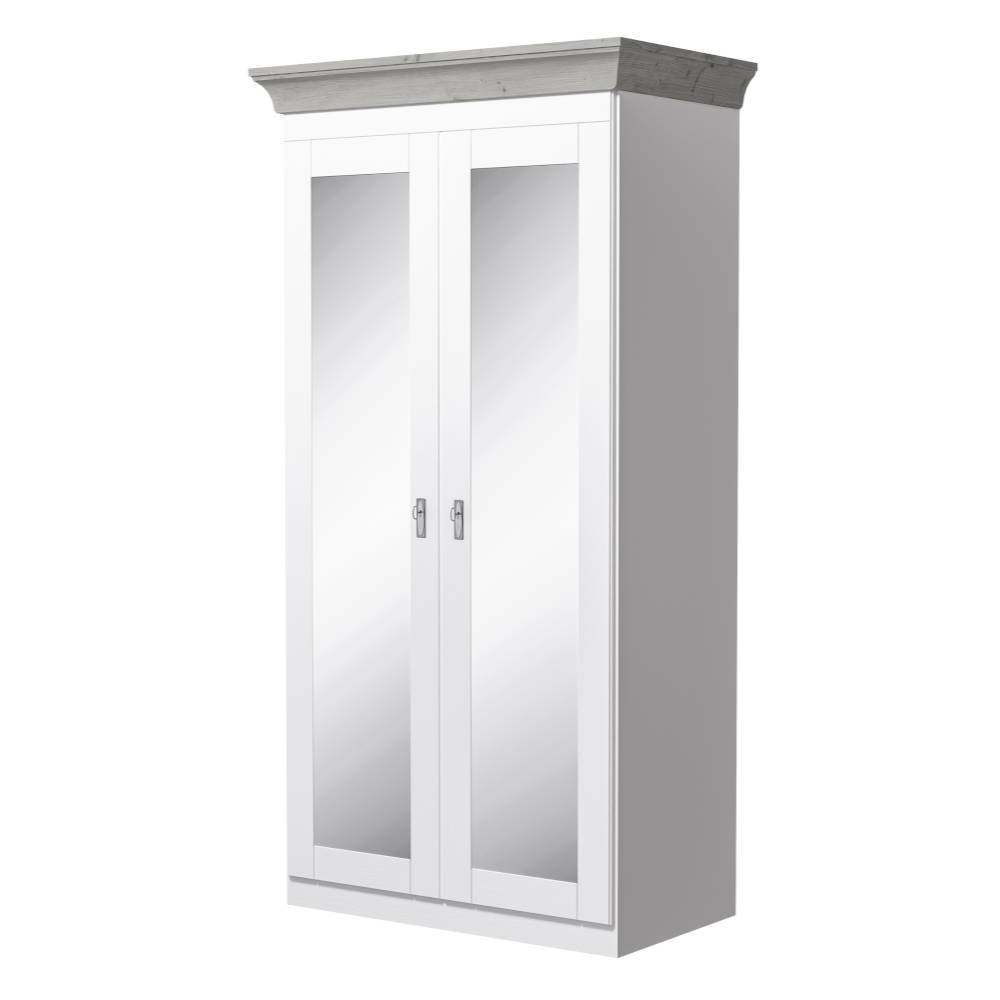 Modern Country Schrank in Weiß mit Grau - Caneon