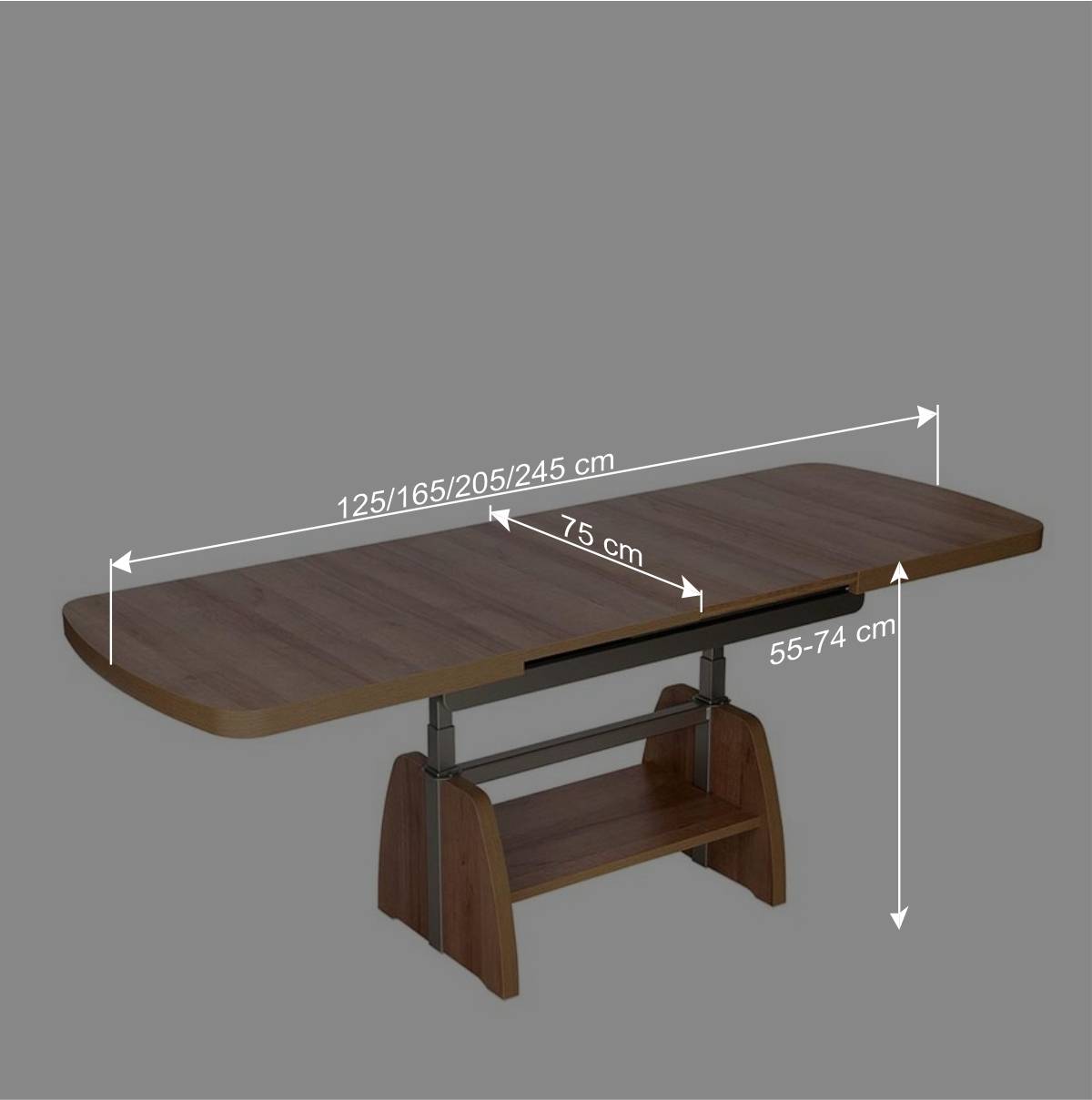 Wohnzimmer Ausziehtisch durch Gasdruck höhenverstellbar - Dimphi