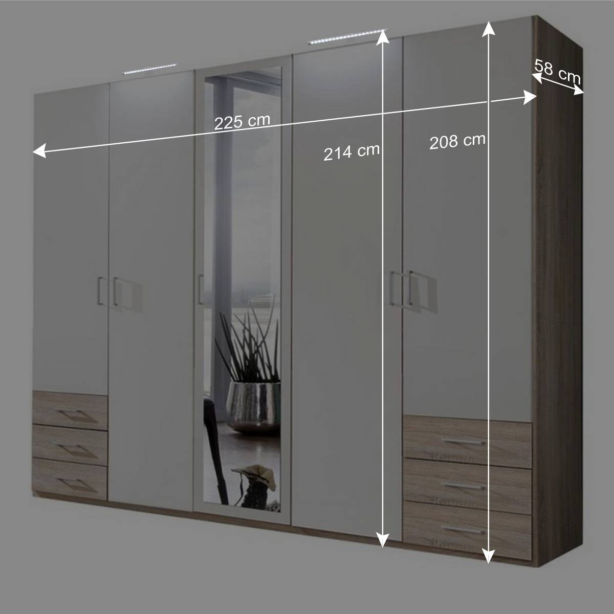 Kleiderschrank in Weiß & Eiche Sägerau NB - Francess