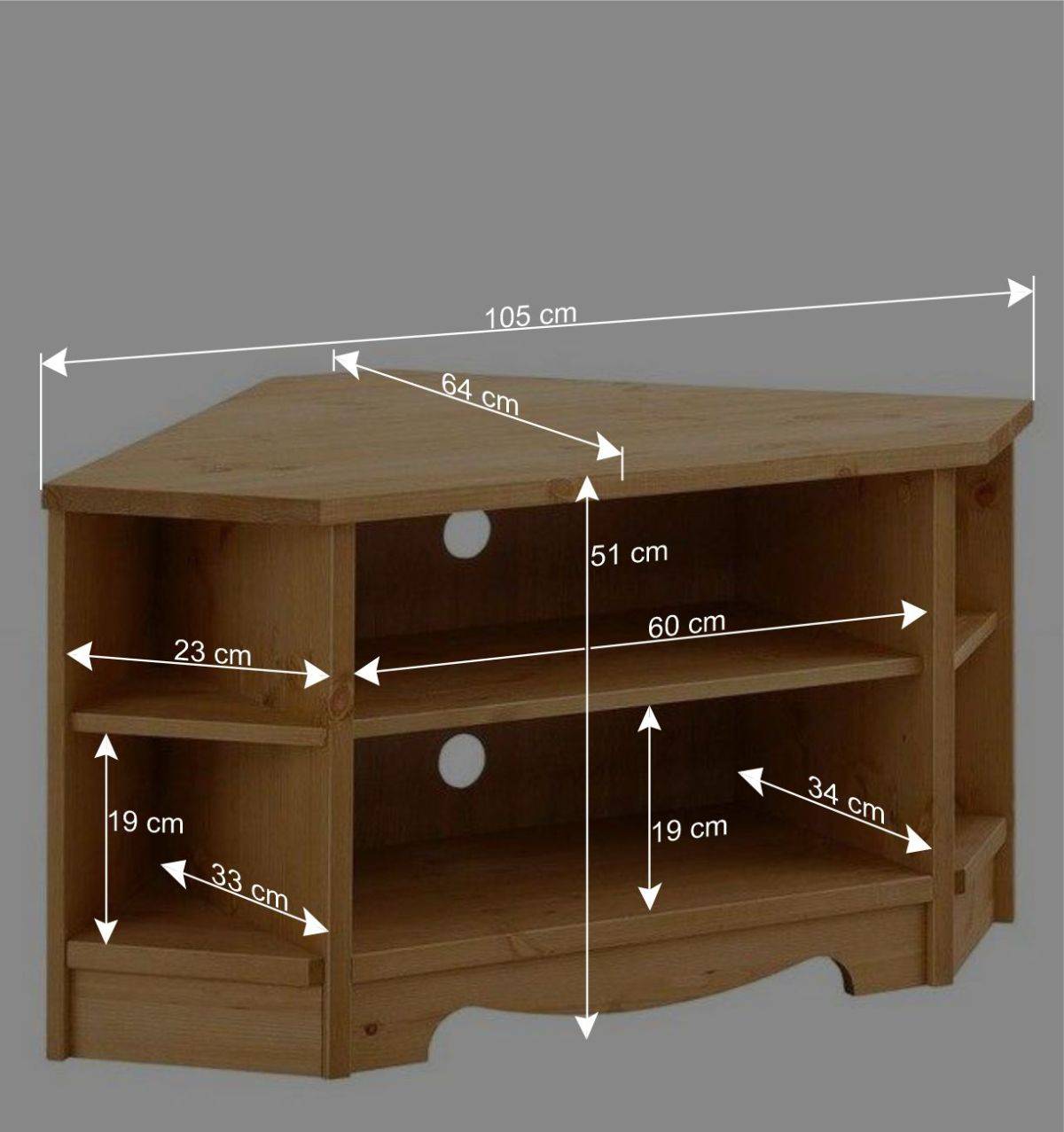 Kiefernholz TV Board für Ecke - Vanpos