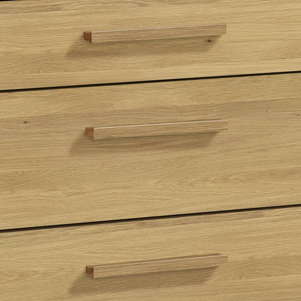 Kommode mit drei Schubladen in Eiche Hell Optik und passenden Holzgriffen für den Flur – Kuito