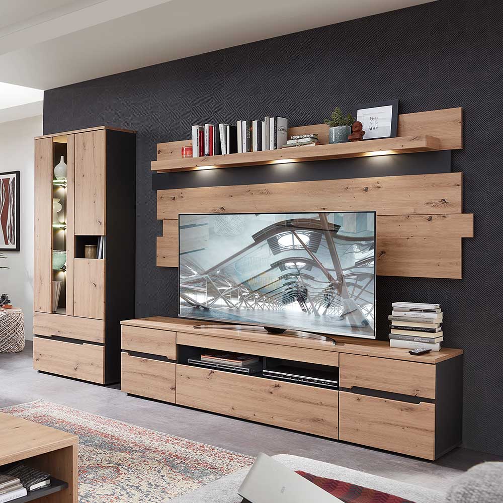 Wohnzimmer TV Anbauwand in Wildeiche - Kuetra (dreiteilig)